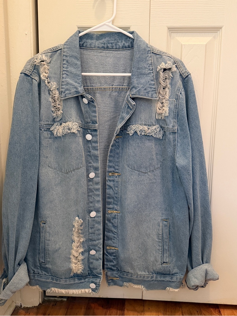 Light Blue Distressed Denim Jacket
